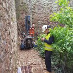 Oakford Archaeology monitored a geotechnical borehole survey in July 2016 for Exeter City Council, at Rougemont Gardens, Exeter, Devon.