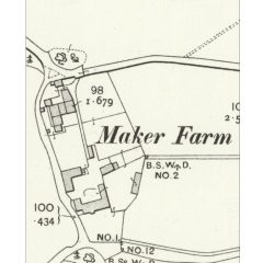 Historic map of farm buildings at Maker Farm, Rame Peninsula, Cornwall. Oakford Archaeology