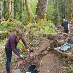 Volunteers working on a community archaeological evaluation at Vinnimore Farm, Dartmoor, Devon.