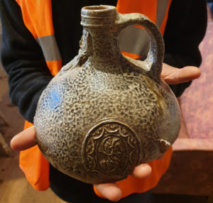 Bartmann jug showing decorative medallion, Somerset