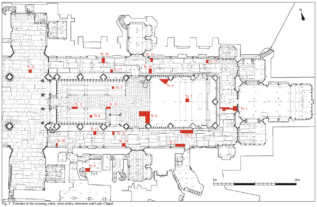 Exeter Cathedral Archaeological Evaluation Trench Plan