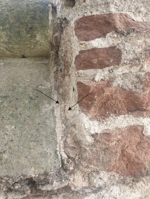 Torre Abbey - close up of two successive layers of lime render - Oakford Archaeology